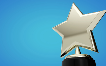 Star award on blue background Star award on blue background